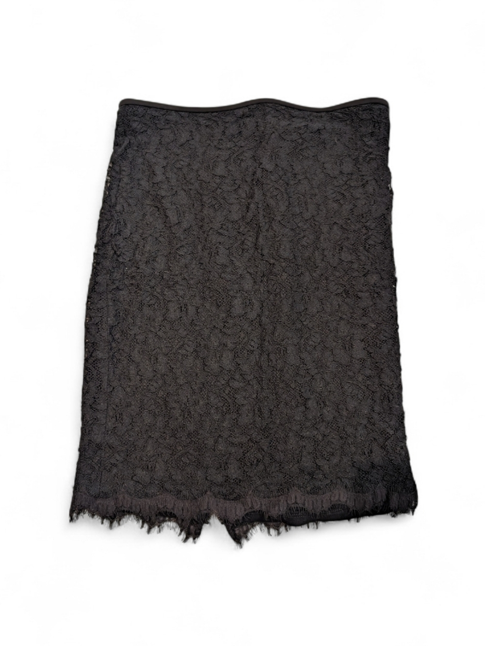 Diane Von Furstenberg Black Lace Pencil Skirt Silk Blend Double Zipper Back 6
